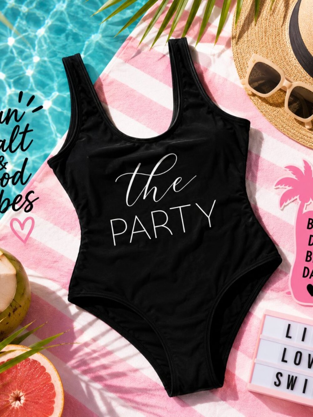 "Life of the Party" One-Piece cute Swimsuit Women's Small – David's Bridal